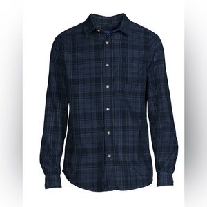 George Men's Corduroy Shirt with Long Sleeves, Dark Navy Plaid Size 3XL